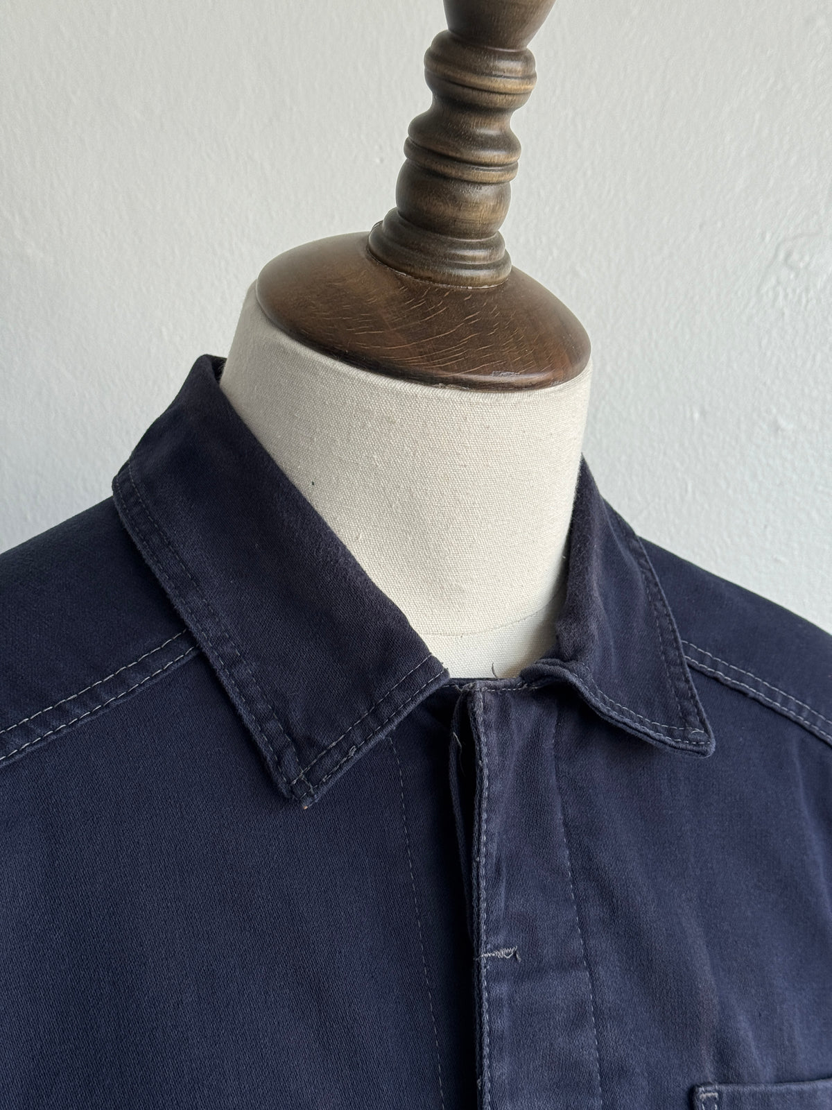 Black / Dark Navy Moleskin Cotton 90's Vintage Workwear Chore Jacket CH471 - XL