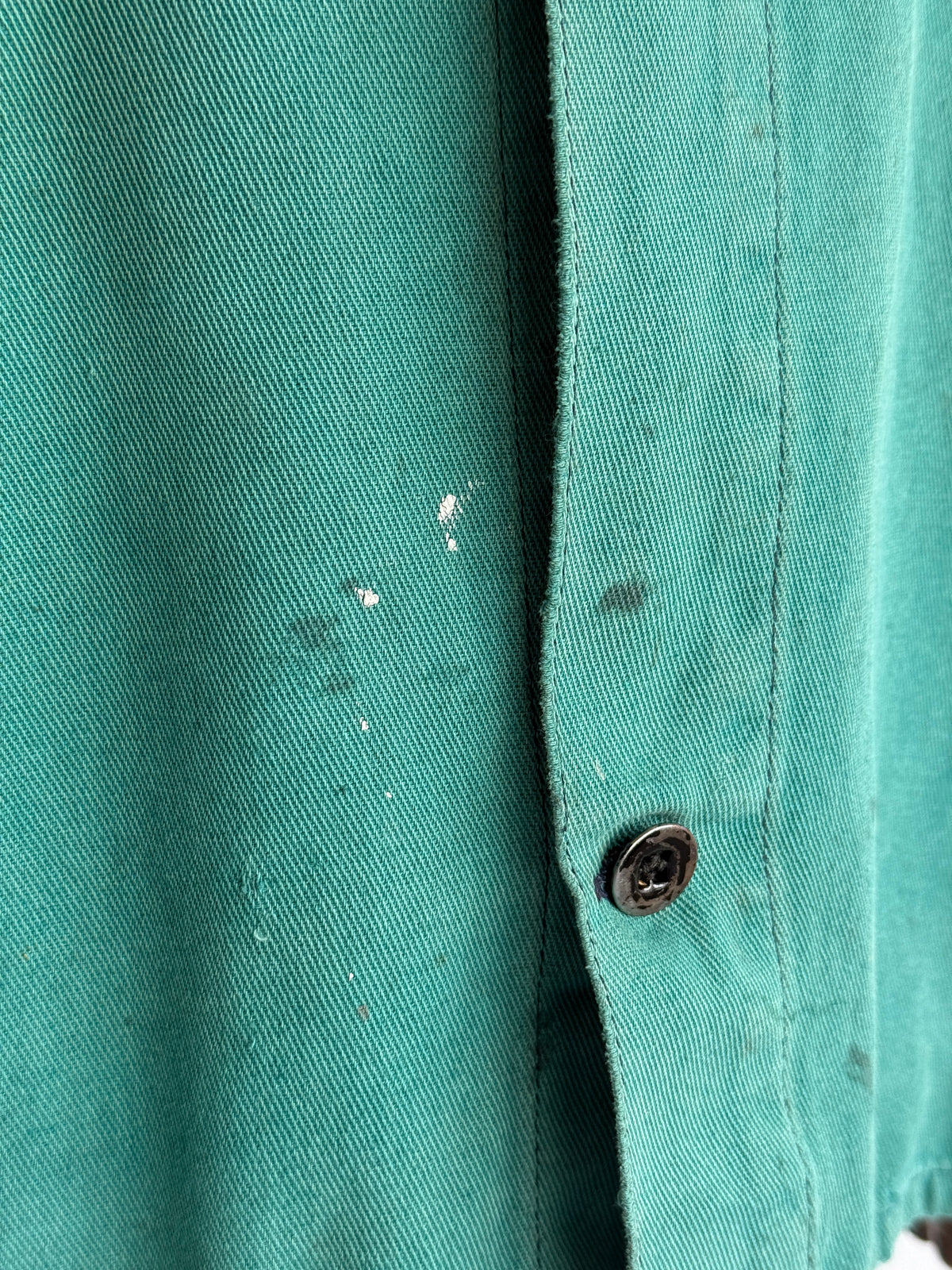 Thrashed Turquoise French 1960's Vintage Workwear Chore Jacket CH488 - XL