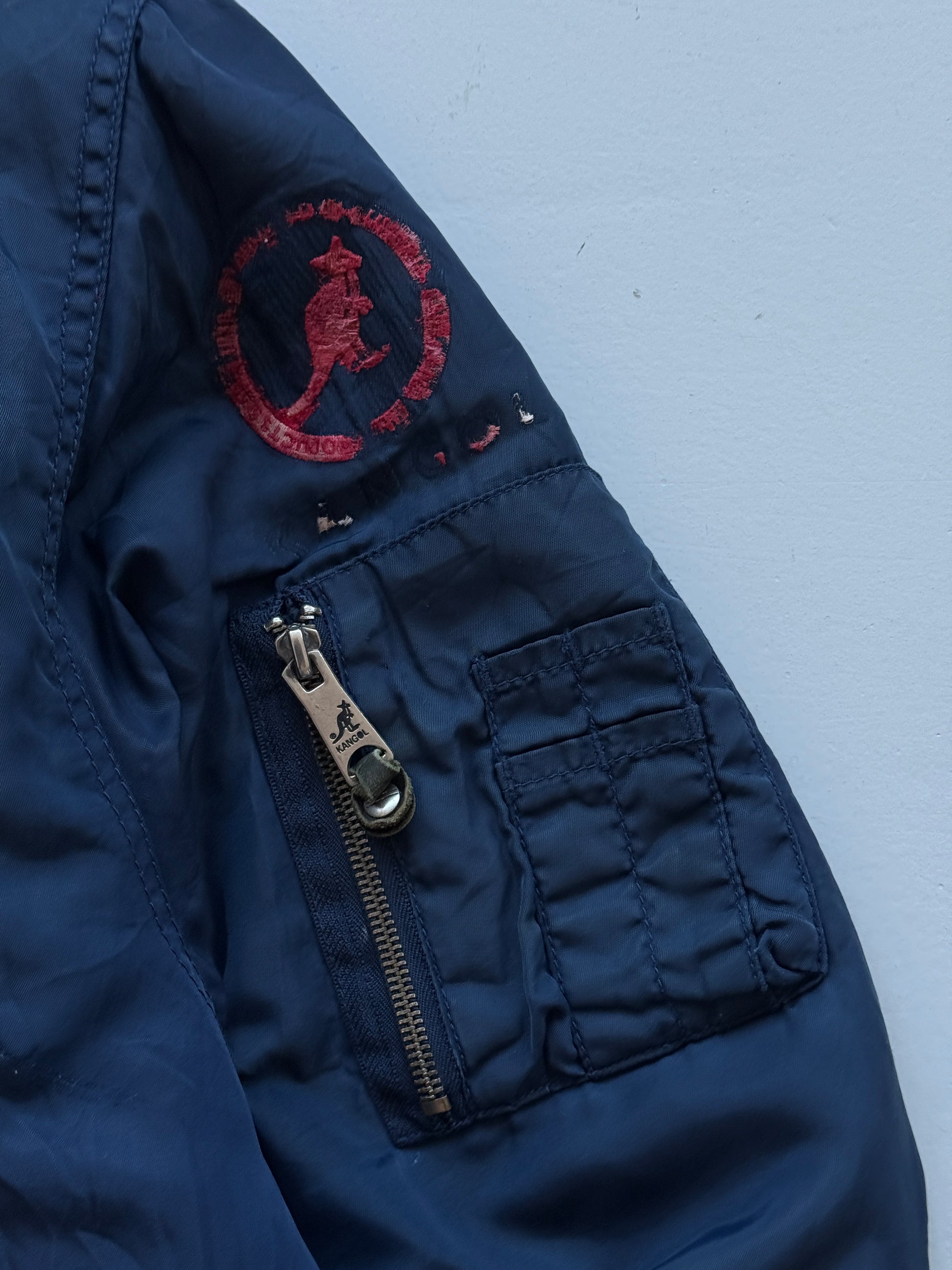 Navy Kangol 90's Vintage Bomber Jacket - Large