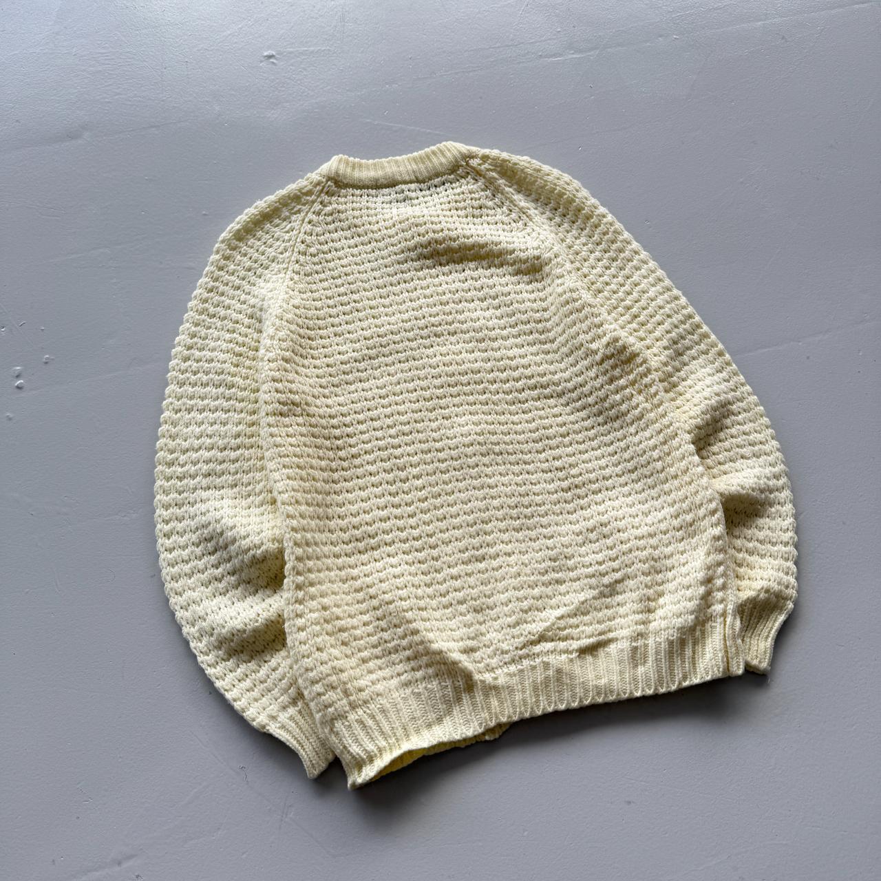 Cream 90s Vintage Fisherman Knitted Cardigan - Medium