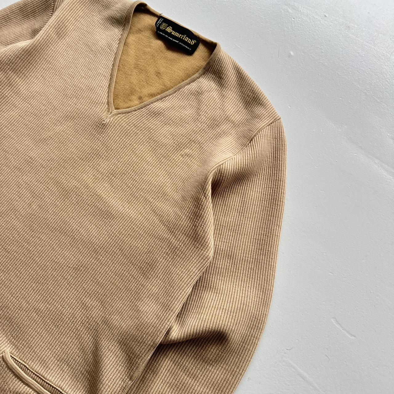 Tan Pure Wool Jersey Knit Vintage Sunderland 70s Sweatshirt - Medium