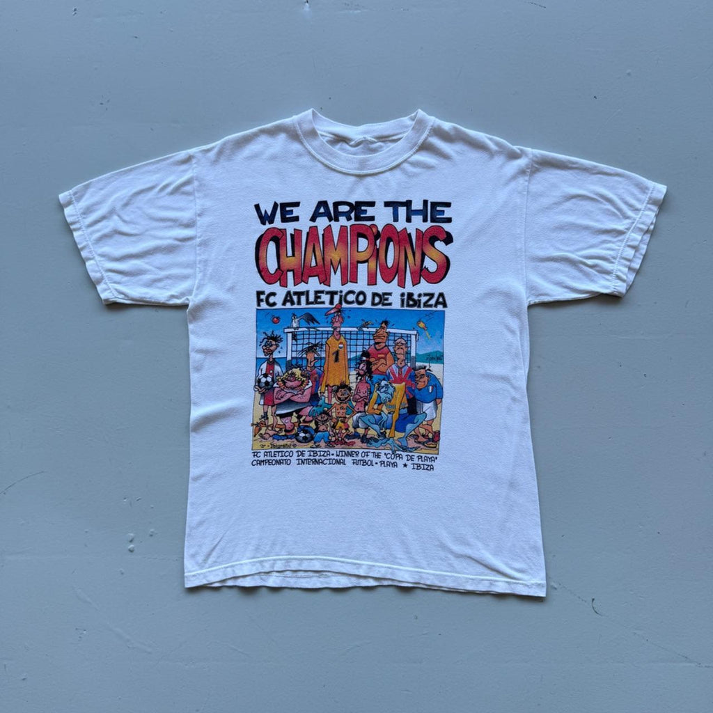 White Ibiza Football 90's Graphic Cartoon T-Shirt - Medium
