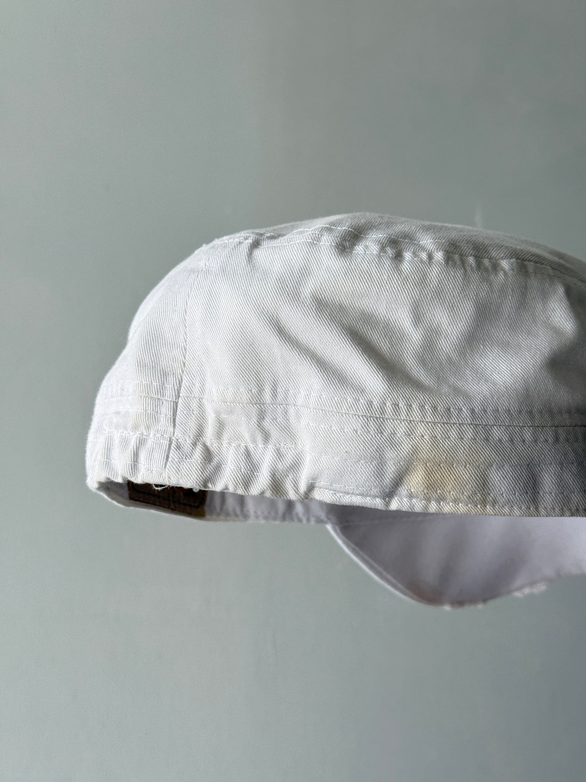 White Floral Y2K Cadet Cap Military Style 00's Grunge Aesthetic