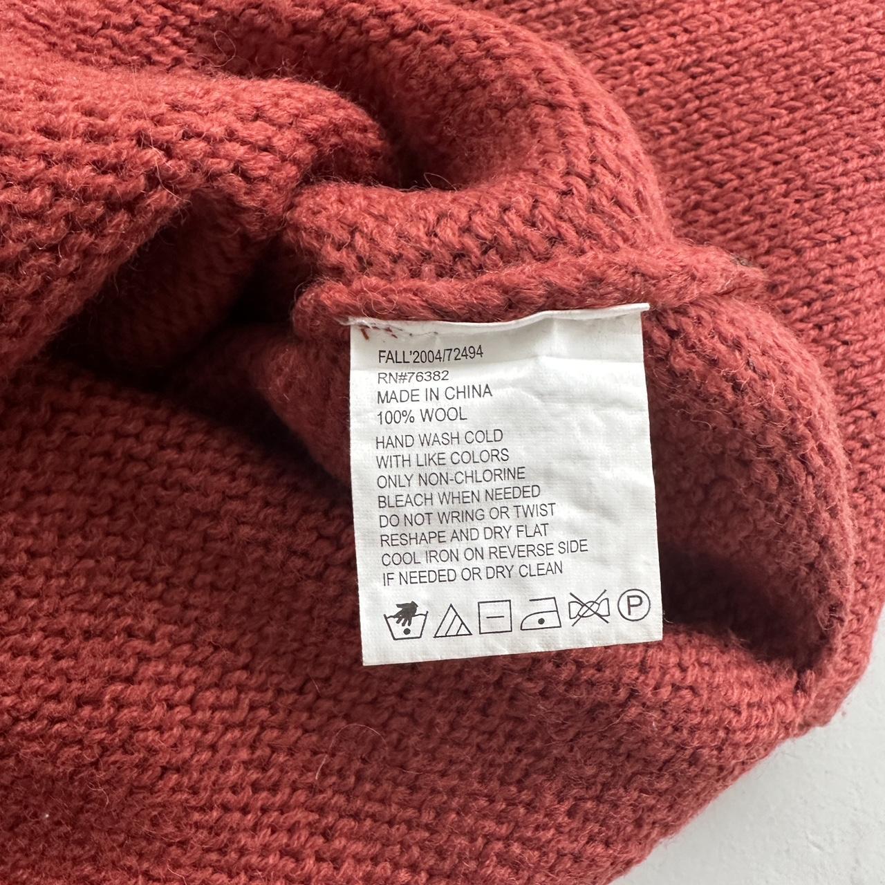 Orange Patterned Timberland Hand Knit 90s Vintage Woollen Mock Neck Jumper - XL