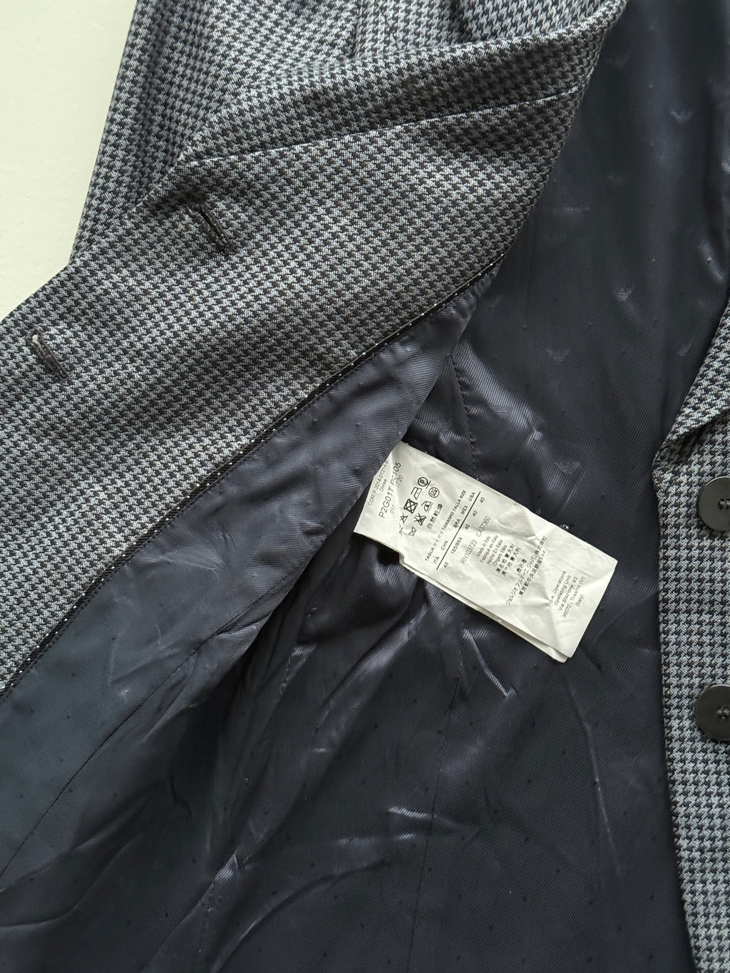 Navy Blue Emporio Armani 90's Vintage Check Blazer - UK 10