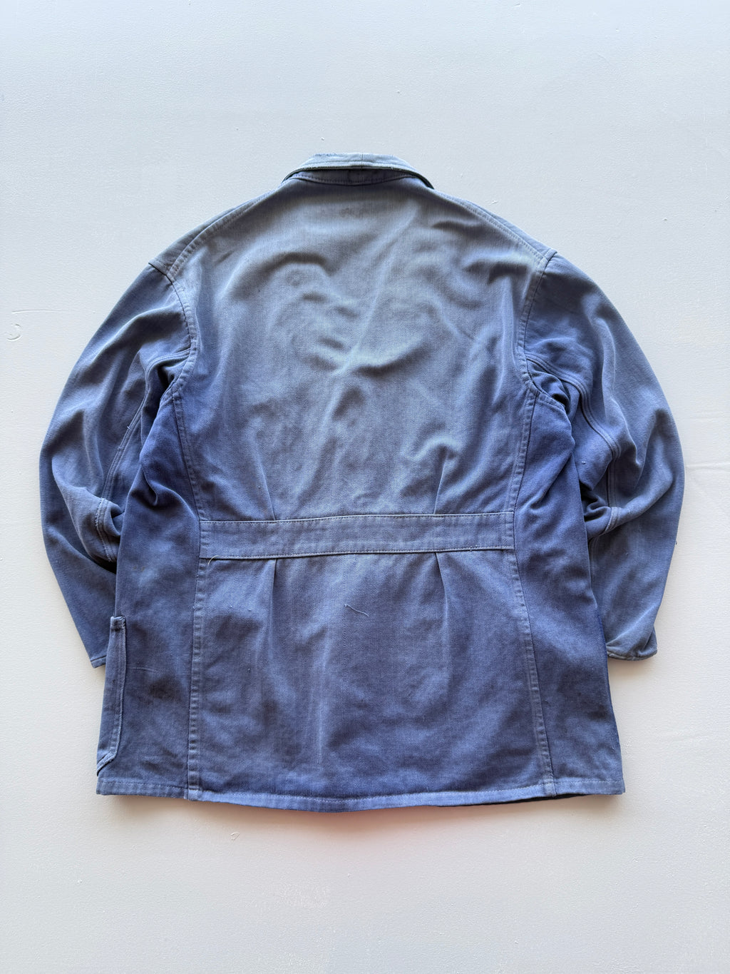 Blue French Chore Jacket 80's Vintage Thrashed Workwear - Medium