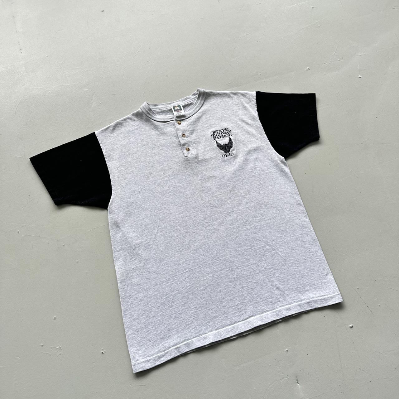 White State Highway Patrol Ohio Henley Button-Up Vintage 90's T-shirt - Large