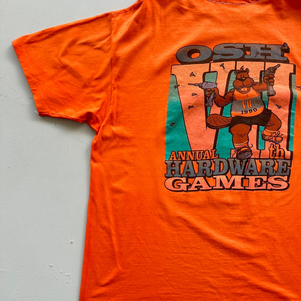 Orange Osh Annual Hardware Games 1990 Vintage 90's T-shirt - XL