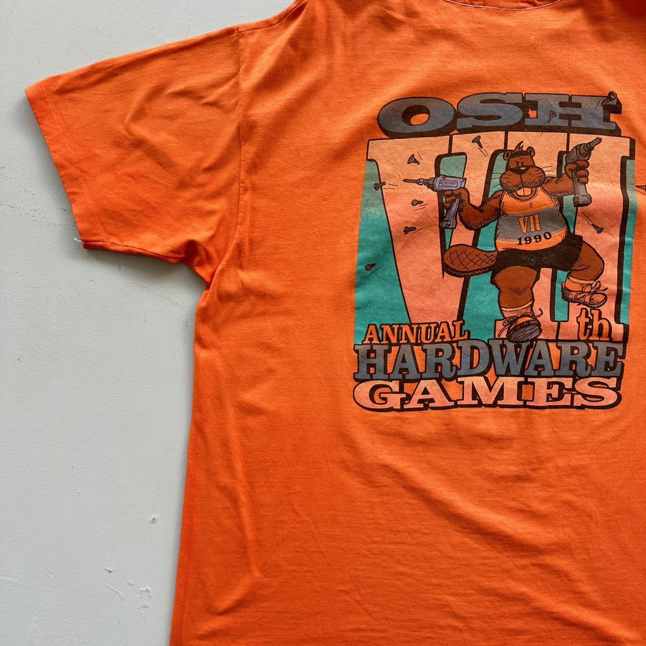 Orange Osh Annual Hardware Games 1990 Vintage 90's T-shirt - XL