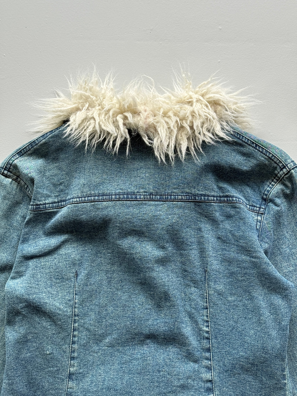Blue Miss Posh 00's Vintage Y2K Denim Fur Jacket - Size 6