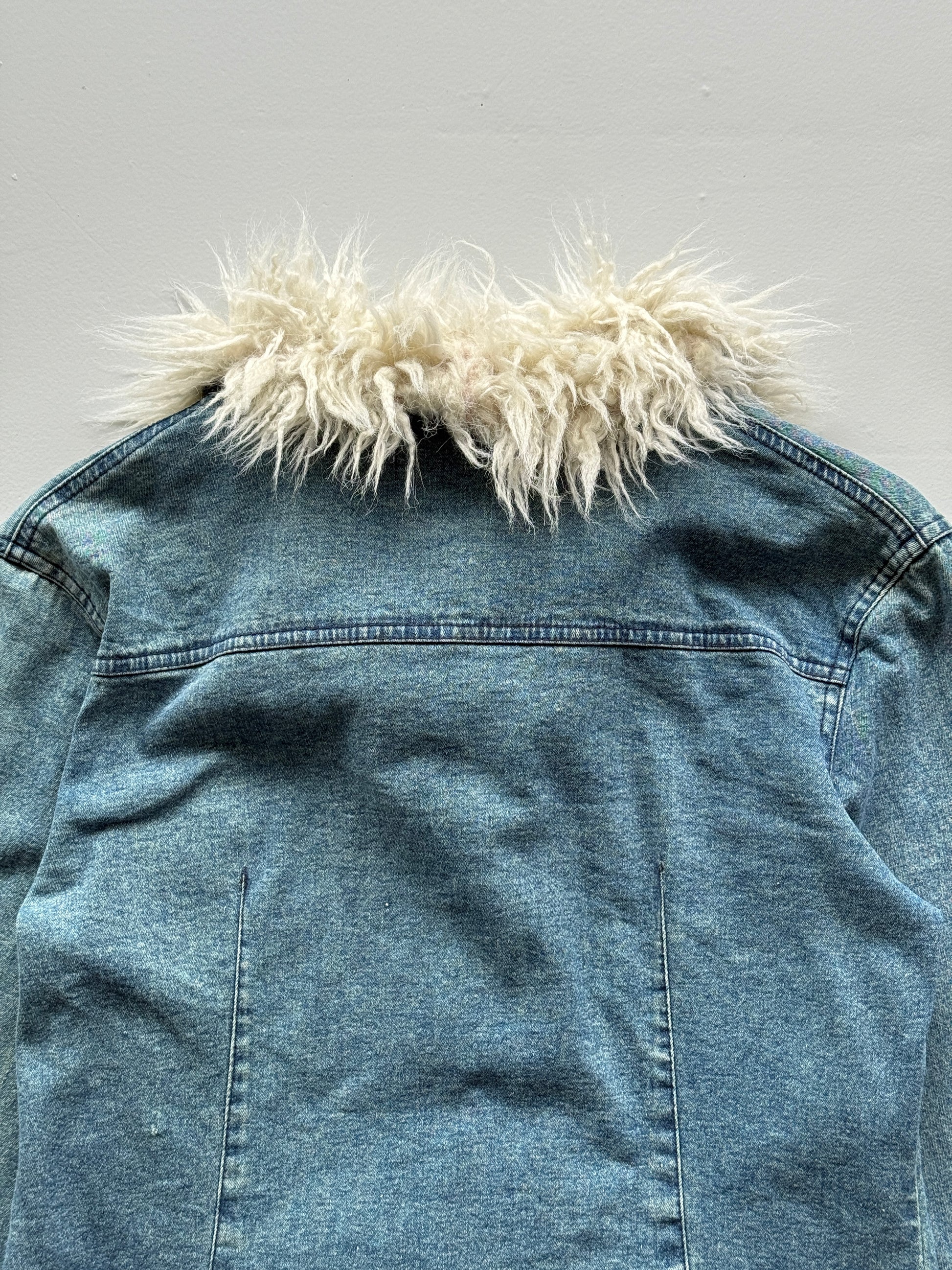 Blue Miss Posh 00's Vintage Y2K Denim Fur Jacket - Size 6