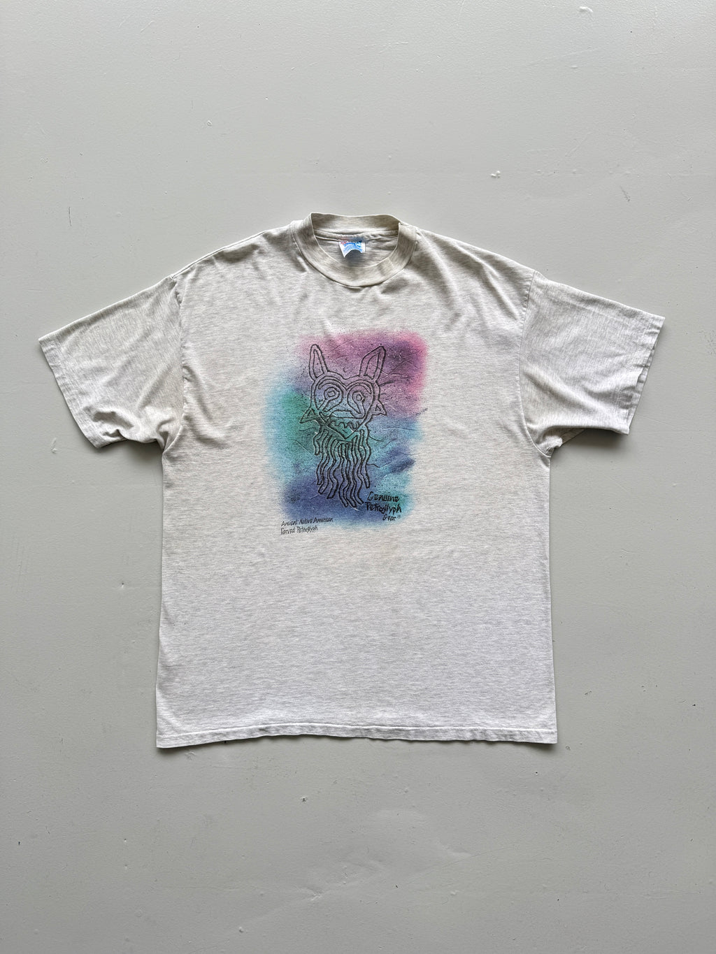 Grey Ancient Native 90's Vintage Single Stitch Graphic Tourist T-Shirt - XL
