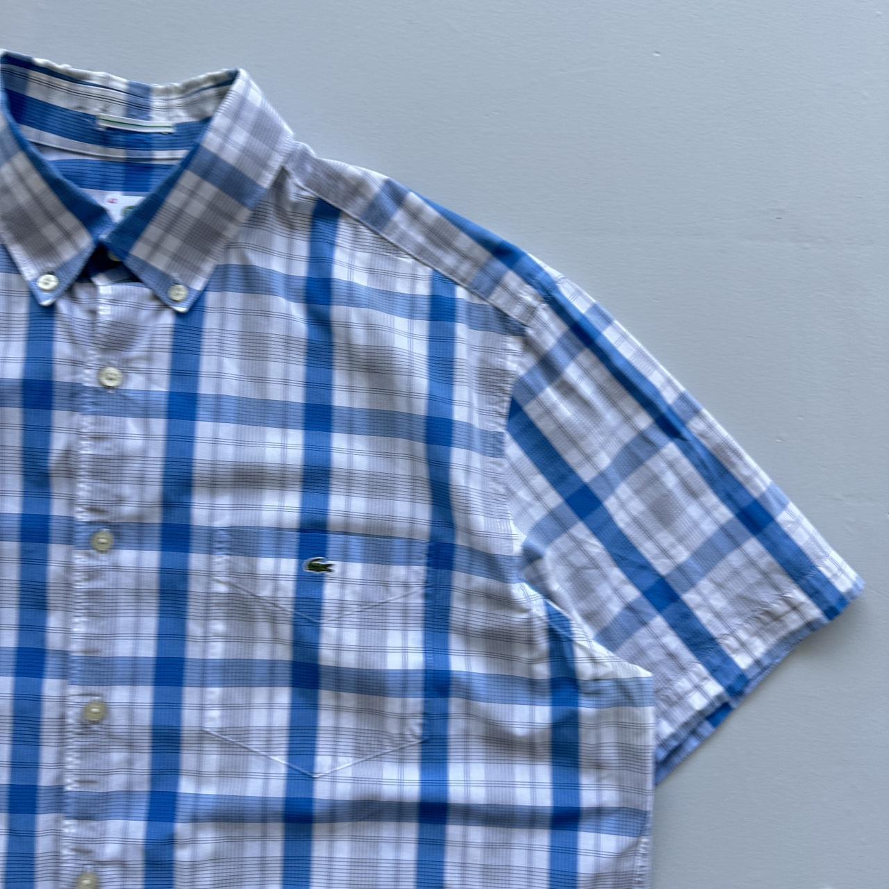 Blue / White Checkered Lacoste Button-Up Shirt - XL
