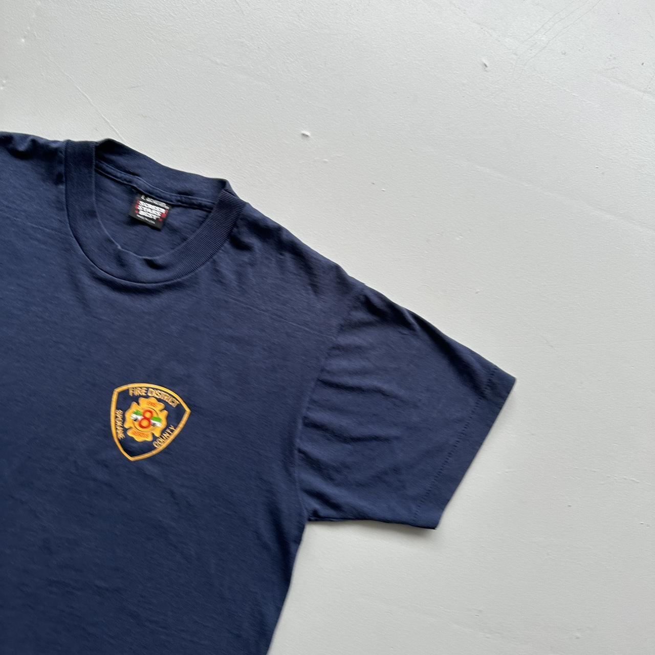 Fire District Navy 90s Vintage T-shirt - Medium