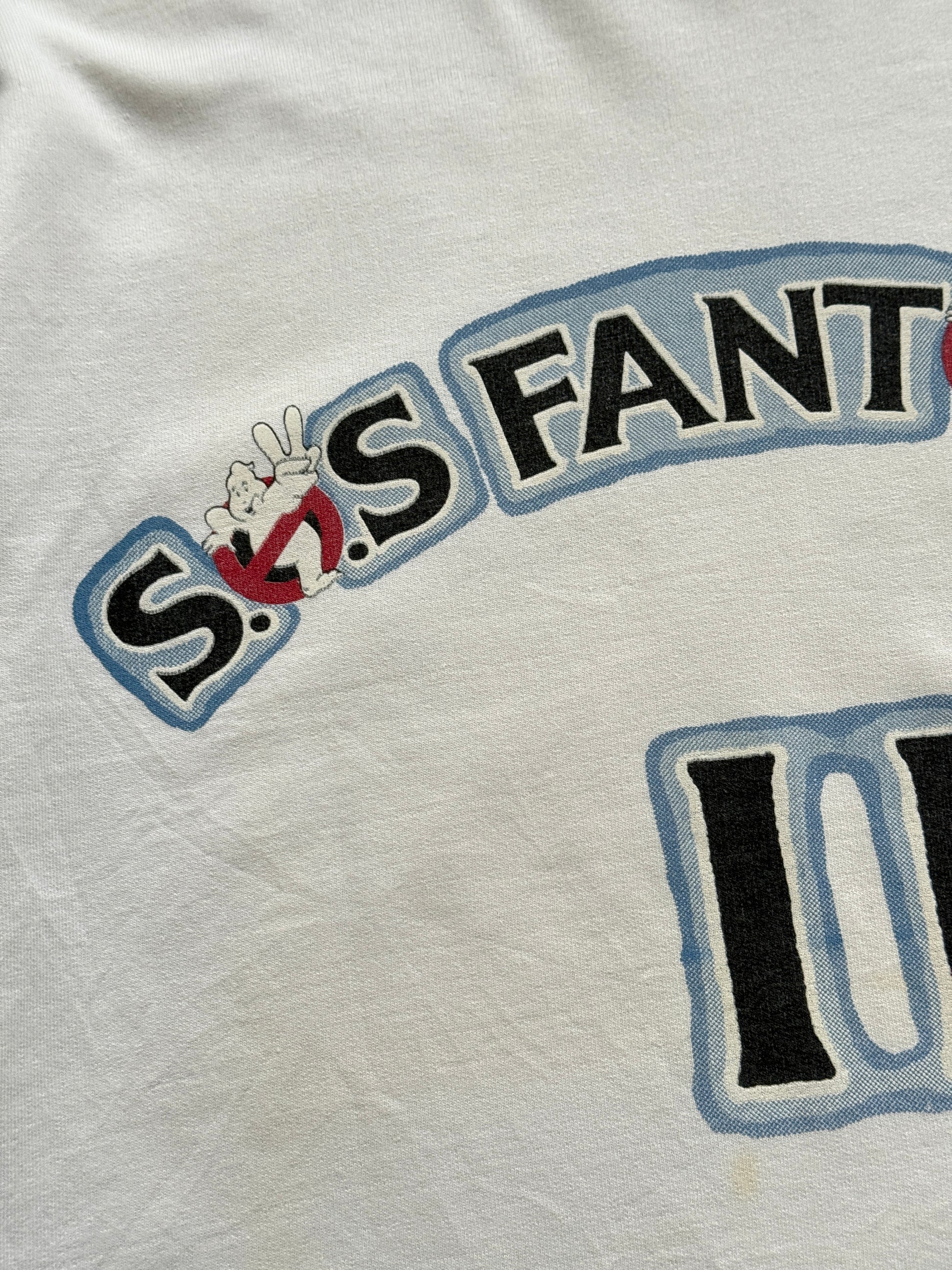 White 1989 Rare French Ghostbusters Vintage Promo Graphic Long Sleeve - Large