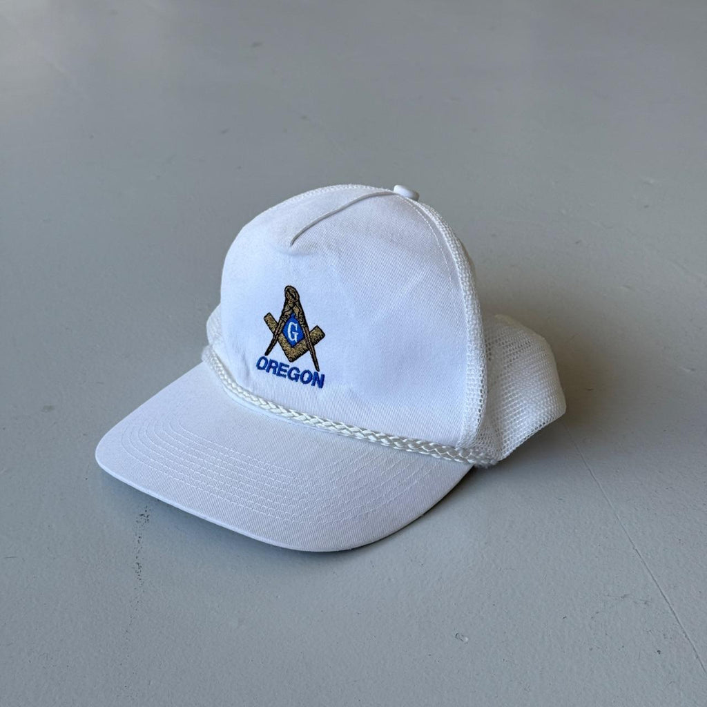 White Oregon Vintage Mesh SnapBack Trucker Cap