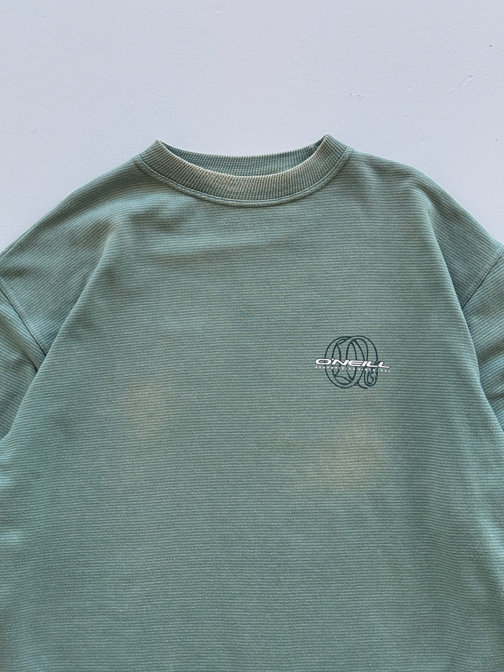 Green Striped O'Neill 90's Vintage Sun Faded Surfer Graphic Sweatshirt - XL